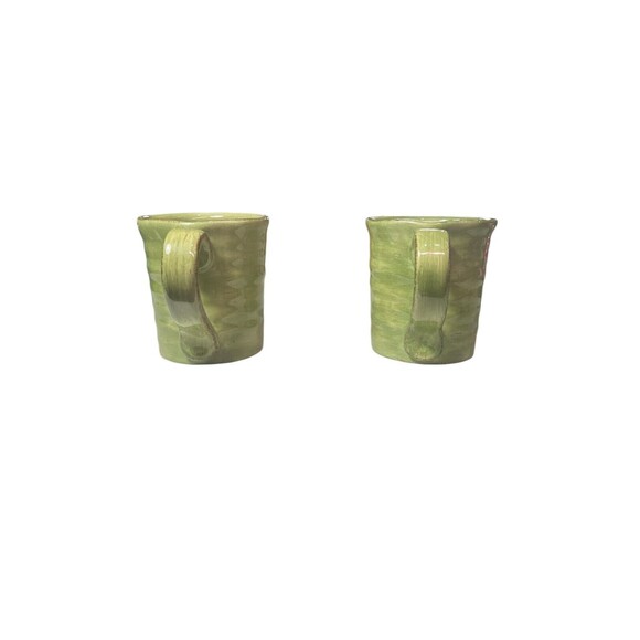 Tabletops Lifestyles Coffee Mug Campagnolo Hand Painted Green 16 oz Set Of 2 - Picture 3 of 11